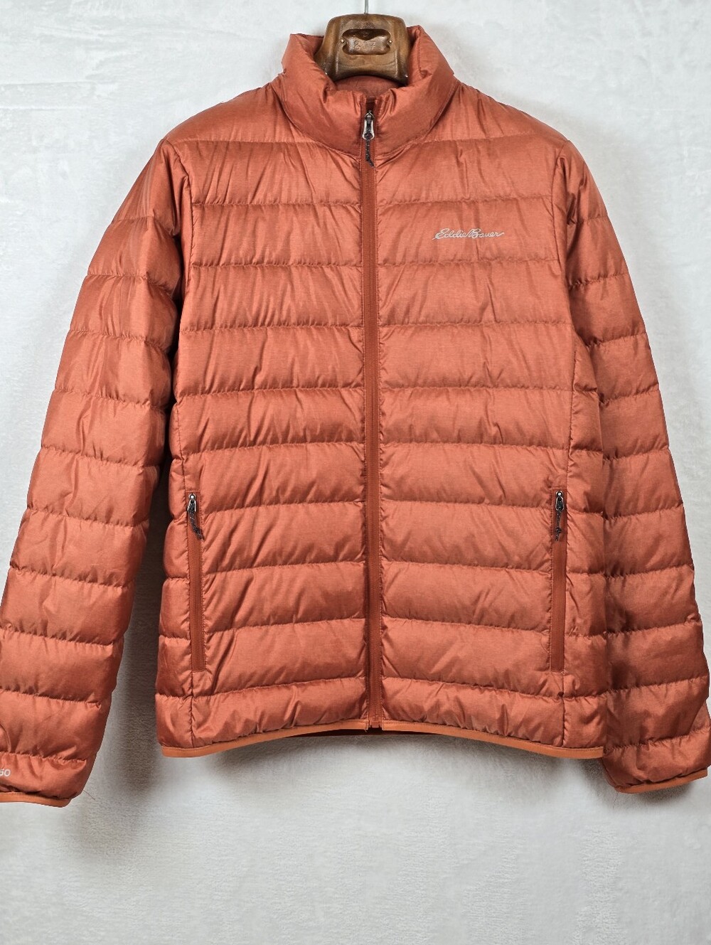Eddie Bauer EB650 Burnt Orange Packable Down Puffer Jacket Men's Small